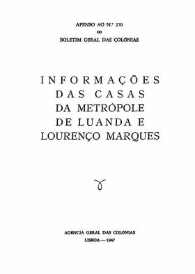 Boletim Geral das Colónias . XXIII - 270 - Apenso de Legislação Colonial
PORTUGAL. Agência Geral das Colónias, XXIII - 270A, 1947 - 16 pags.